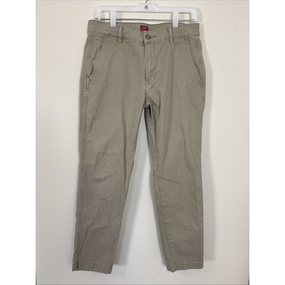 Levis XX Chino Standard Taper Stretch Pants Khaki 31x30 Mens Mid-Rise Flat Front